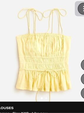 J. Crew Pale Yellow Textured Gauze Tie-Shoulder Camisole